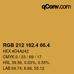 カラーコード: RGB 212 162.4 66.4 | qconv.com