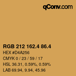 カラーコード: RGB 212 162.4 86.4 | qconv.com