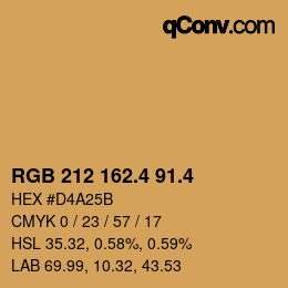 カラーコード: RGB 212 162.4 91.4 | qconv.com