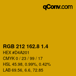 カラーコード: RGB 212 162.8 1.4 | qconv.com