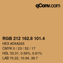 カラーコード: RGB 212 162.8 101.4 | qconv.com