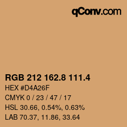 カラーコード: RGB 212 162.8 111.4 | qconv.com