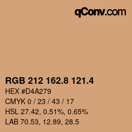 カラーコード: RGB 212 162.8 121.4 | qconv.com