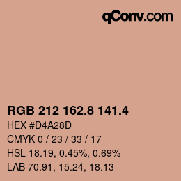 カラーコード: RGB 212 162.8 141.4 | qconv.com