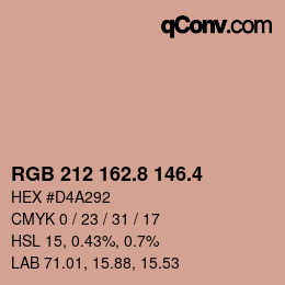 カラーコード: RGB 212 162.8 146.4 | qconv.com