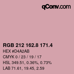 カラーコード: RGB 212 162.8 171.4 | qconv.com