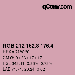 カラーコード: RGB 212 162.8 176.4 | qconv.com