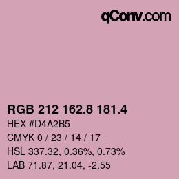 カラーコード: RGB 212 162.8 181.4 | qconv.com