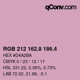 カラーコード: RGB 212 162.8 186.4 | qconv.com
