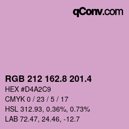 カラーコード: RGB 212 162.8 201.4 | qconv.com