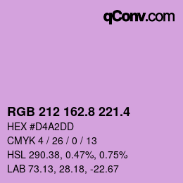 カラーコード: RGB 212 162.8 221.4 | qconv.com