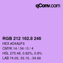 カラーコード: RGB 212 162.8 246 | qconv.com
