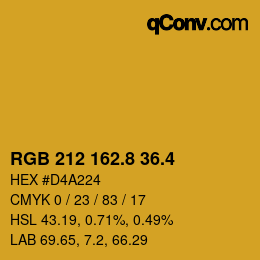 カラーコード: RGB 212 162.8 36.4 | qconv.com