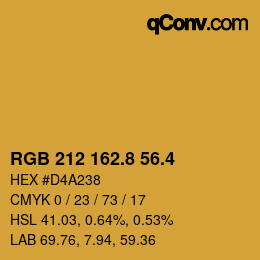カラーコード: RGB 212 162.8 56.4 | qconv.com