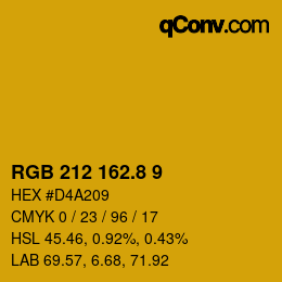 カラーコード: RGB 212 162.8 9 | qconv.com