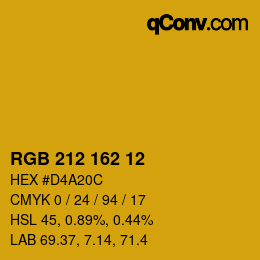 Color code: RGB 212 162 12 | qconv.com