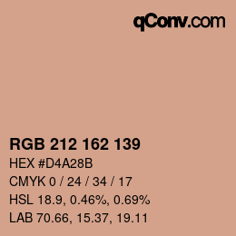 カラーコード: RGB 212 162 139 | qconv.com