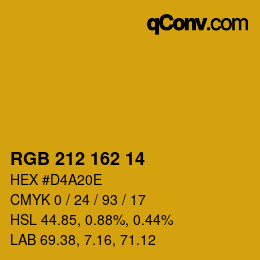 Color code: RGB 212 162 14 | qconv.com