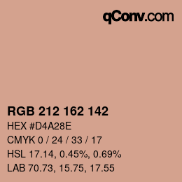カラーコード: RGB 212 162 142 | qconv.com