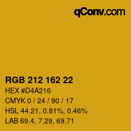 Farbcode: RGB 212 162 22 | qconv.com