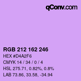 Color code: RGB 212 162 246 | qconv.com