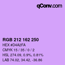 カラーコード: RGB 212 162 250 | qconv.com