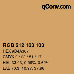 カラーコード: RGB 212 163 103 | qconv.com