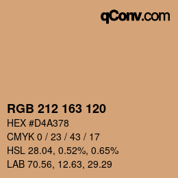 カラーコード: RGB 212 163 120 | qconv.com