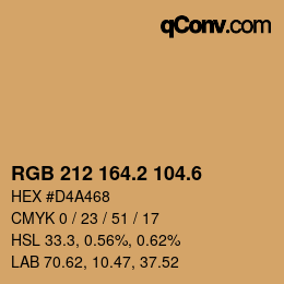 カラーコード: RGB 212 164.2 104.6 | qconv.com