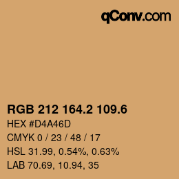 カラーコード: RGB 212 164.2 109.6 | qconv.com