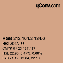 カラーコード: RGB 212 164.2 134.6 | qconv.com