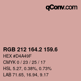 カラーコード: RGB 212 164.2 159.6 | qconv.com