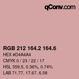 カラーコード: RGB 212 164.2 164.6 | qconv.com