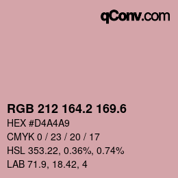 カラーコード: RGB 212 164.2 169.6 | qconv.com