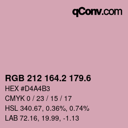 カラーコード: RGB 212 164.2 179.6 | qconv.com