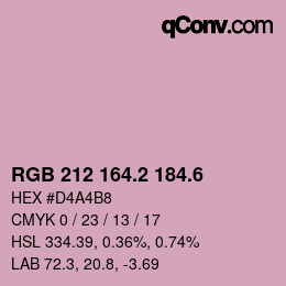 カラーコード: RGB 212 164.2 184.6 | qconv.com