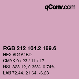 カラーコード: RGB 212 164.2 189.6 | qconv.com