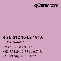 カラーコード: RGB 212 164.2 194.6 | qconv.com