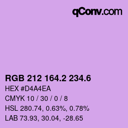 カラーコード: RGB 212 164.2 234.6 | qconv.com