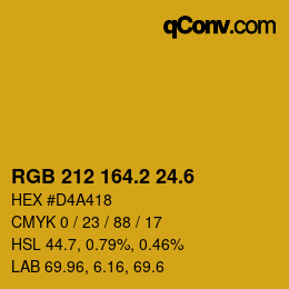 カラーコード: RGB 212 164.2 24.6 | qconv.com