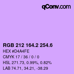 カラーコード: RGB 212 164.2 254.6 | qconv.com