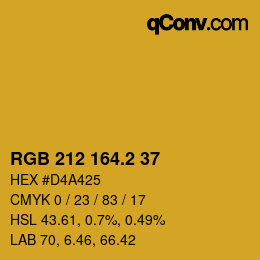 カラーコード: RGB 212 164.2 37 | qconv.com