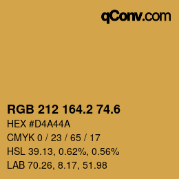 カラーコード: RGB 212 164.2 74.6 | qconv.com