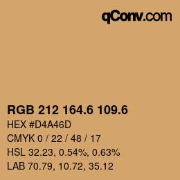 カラーコード: RGB 212 164.6 109.6 | qconv.com