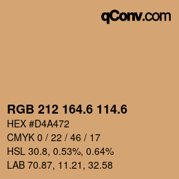 カラーコード: RGB 212 164.6 114.6 | qconv.com