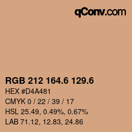 カラーコード: RGB 212 164.6 129.6 | qconv.com