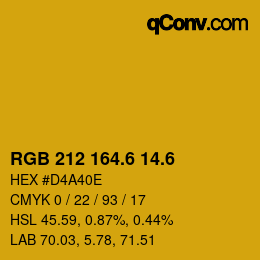 カラーコード: RGB 212 164.6 14.6 | qconv.com