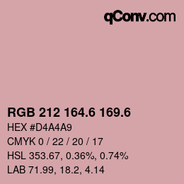 カラーコード: RGB 212 164.6 169.6 | qconv.com