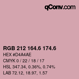 カラーコード: RGB 212 164.6 174.6 | qconv.com