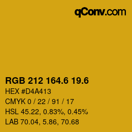 カラーコード: RGB 212 164.6 19.6 | qconv.com